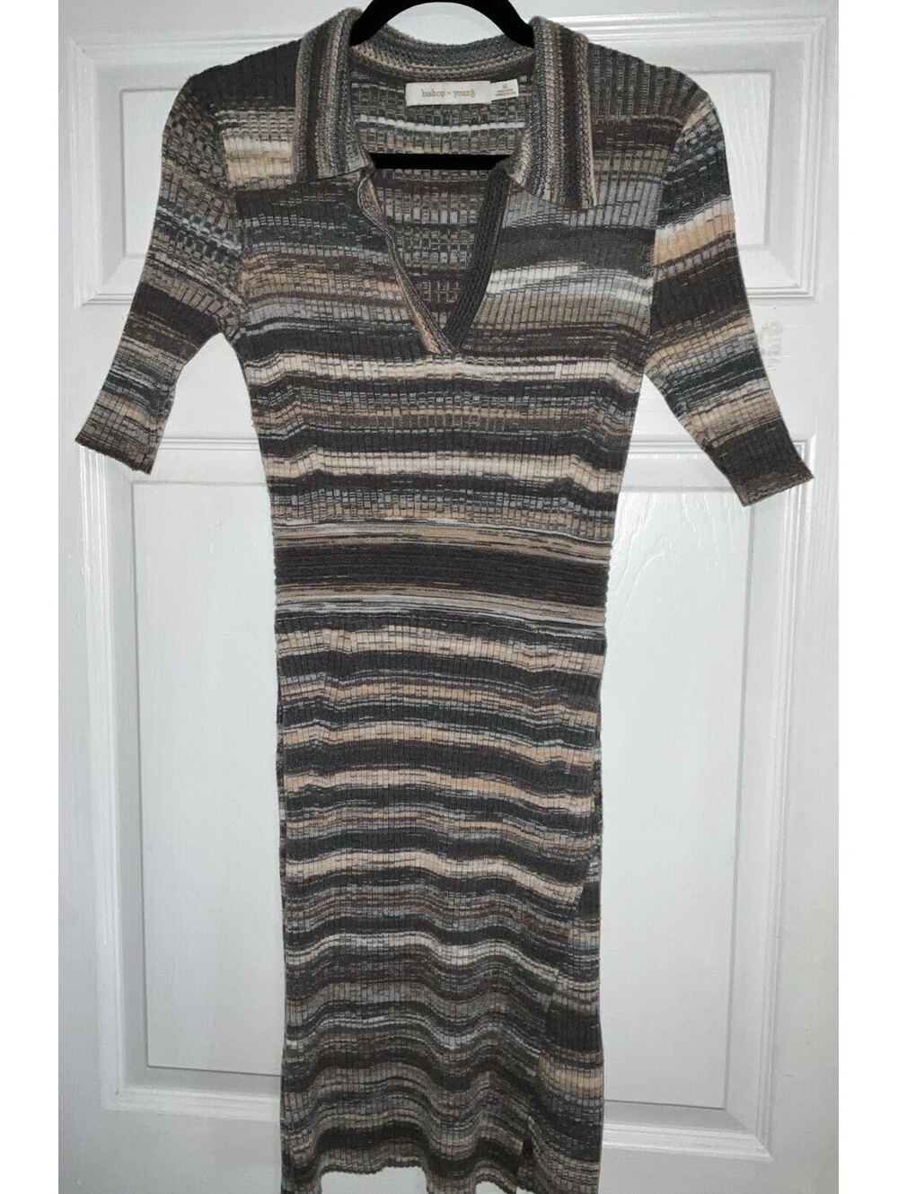Bishop and YoungWomen's Size Medium Long Sleeved Ribbed Knitted Polo Midi Dress